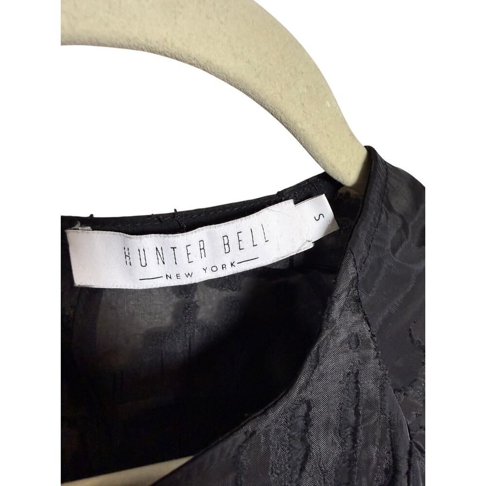 Hunter Bell Black Organza Style Bubble Sleeve Top Sz. S - Picture 2 of 4